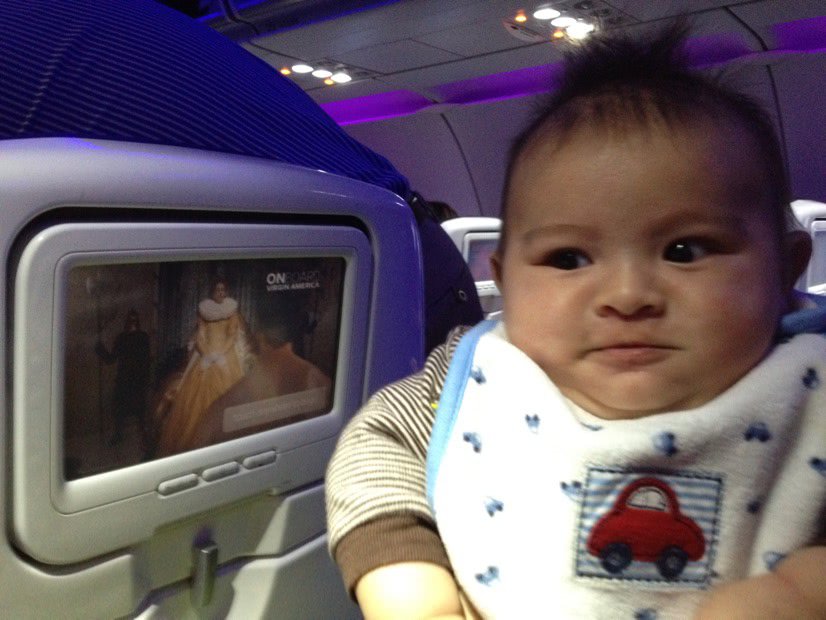 Aidan's First Flight at 9 Weeks Old