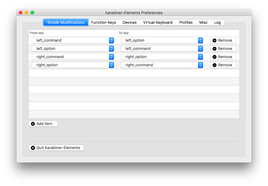 karabiner elements disable internal keyboard